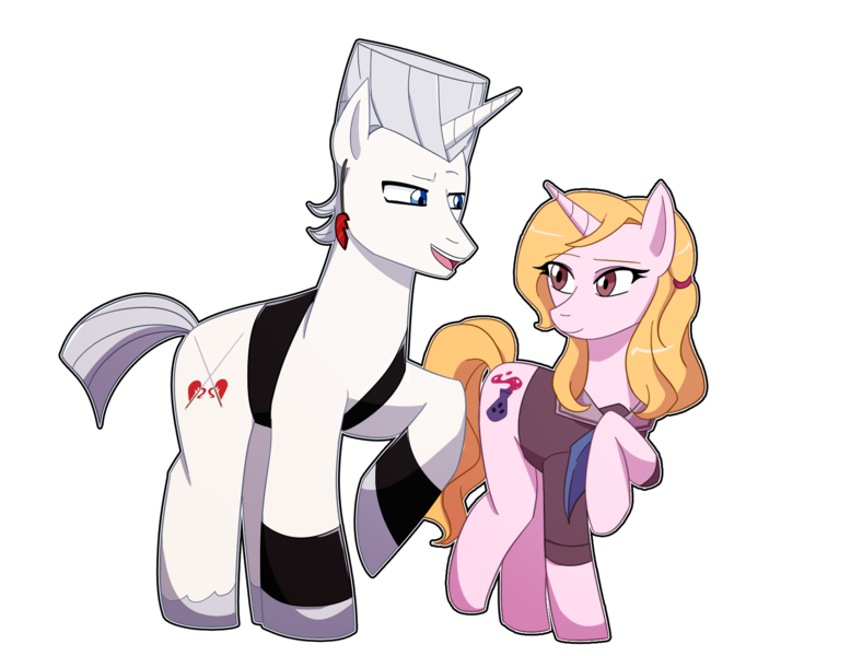 Size: 1750x1350 | Tagged: safe, artist:mikotonui, derpibooru import, ponified, pony, arm bands, arm warmers, black tank top, blonde mane, clothes, cutie mark, ear piercing, earring, gray hooves, gray mane, grey hair, grey hooves, heartbreak, horn, image, jean pierre polnareff, jewelry, jojo's bizarre adventure, naomi, pale skin, piercing, pink skin, png, polnareff, sword, vase, weapon, white hair, white mane, white skin, yellow hair, yellow mane