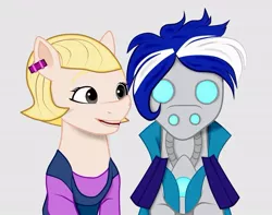 Size: 943x743 | Tagged: safe, artist:crystal yazarän, derpibooru import, oc, oc:ivislor, ponified, cyborg, cyborg pony, earth pony, pony, commission, duo, image, jpeg, violet heaslip, wordgirl