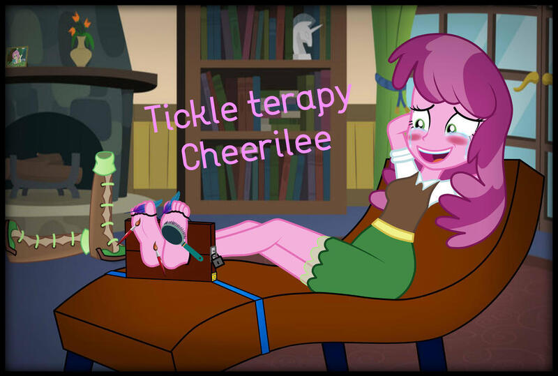 Size: 1024x690 | Tagged: safe, artist:osiel-alex, derpibooru import, cheerilee, equestria girls, barefoot, blushing, bondage, boots, brush, clothes, crying, feet, fetish, foot fetish, hairbrush, image, jpeg, missing shoes, shoes, stocks, tickling, tied up, toe tied, toes