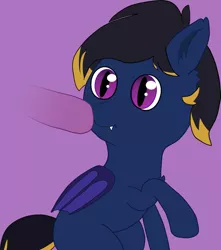 Size: 1280x1447 | Tagged: safe, artist:eminent entropy, derpibooru import, oc, oc:midnight breeze, unofficial characters only, bat pony, pony, bat pony oc, bat wings, boop, disembodied hoof, image, jpeg, sitting, solo, wings