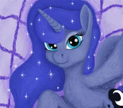 Size: 1490x1304 | Tagged: safe, artist:xodok, derpibooru import, princess luna, alicorn, series:ponyashnost, cutie mark, horn, image, looking at you, png, wings