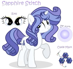 Size: 2108x1996 | Tagged: safe, artist:starshinestellaryt, derpibooru import, oc, oc:sapphire stitch, pony, unicorn, female, image, mare, offspring, parent:fancypants, parent:rarity, parents:raripants, png, simple background, solo, transparent background