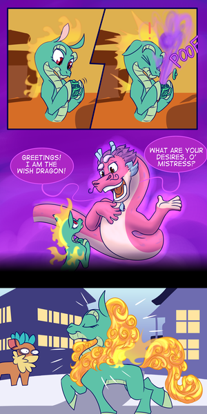 Size: 1800x3600 | Tagged: safe, artist:redahfuhrerking, derpibooru import, velvet reindeer, dragon, hybrid, longma, them's fightin' herds, comic, community related, crossover, fabulous, image, png, tianhuo (tfh), wish dragon