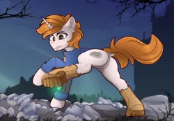 Size: 2500x1750 | Tagged: safe, artist:lakunae, derpibooru import, oc, oc:littlepip, pony, unicorn, fallout equestria, boots, clothes, fanfic art, female, image, mare, pipbuck, png, shoes, vault suit