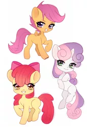 Size: 2606x3810 | Tagged: safe, artist:winnievincent, derpibooru import, apple bloom, scootaloo, sweetie belle, earth pony, pegasus, unicorn, adorabloom, ambiguous facial structure, blank flank, cute, cutealoo, cutie mark crusaders, diasweetes, heart eyes, image, lidded eyes, png, simple background, smiling, white background, wingding eyes