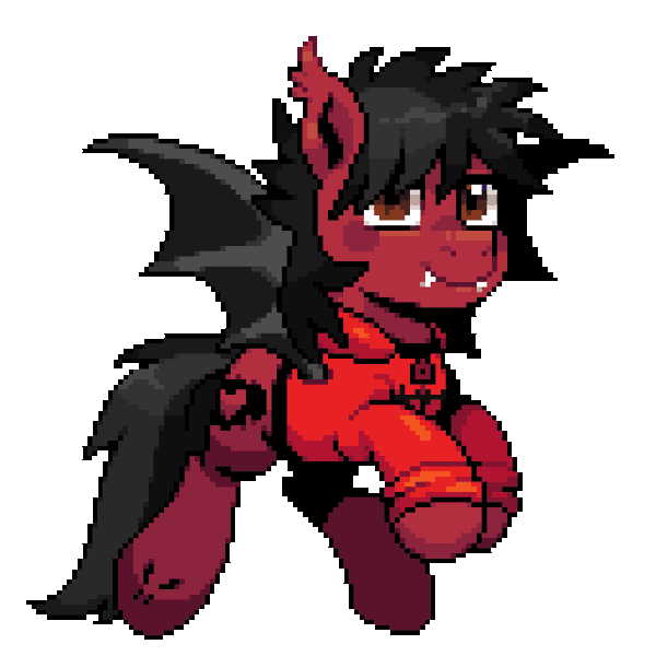 Size: 640x640 | Tagged: safe, artist:hikkage, derpibooru import, ponified, bat pony, pony, animated, bat wings, clandestine industries, clothes, commission, ear fluff, fall out boy, fangs, flying, gif, happy, hoodie, image, male, pete wentz, pixel art, shirt, simple background, solo, stallion, tattoo, transparent background, undershirt, wings
