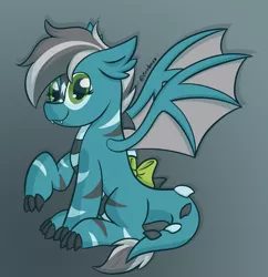Size: 1938x2000 | Tagged: safe, artist:exobass, derpibooru import, oc, oc:silver lining, dracony, dragon, hybrid, bow, claws, fangs, image, looking at you, png, wings