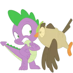 Size: 3840x3840 | Tagged: safe, artist:porygon2z, derpibooru import, owlowiscious, spike, bird, dragon, owl, embarrassed, eyes closed, female, image, kissing, male, png, simple background, transparent background, vector