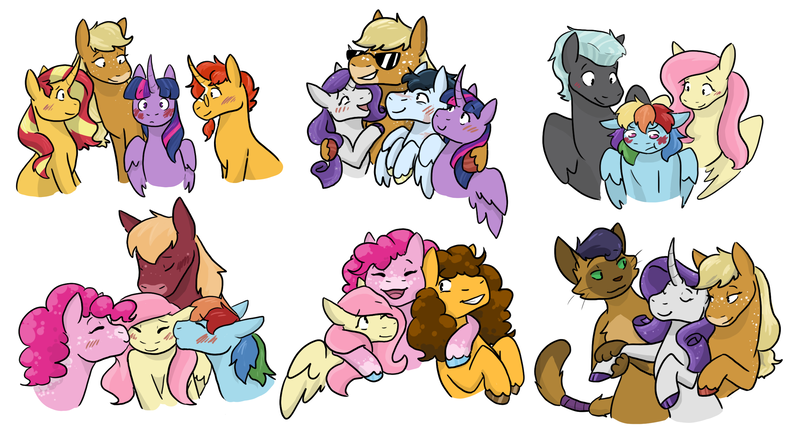 Size: 2385x1334 | Tagged: safe, artist:moonstruck-badger, derpibooru import, applejack, big macintosh, capper dapperpaws, cheese sandwich, fluttershy, pinkie pie, rainbow dash, rarity, soarin', sunburst, sunset shimmer, thunderlane, twilight sparkle, twilight sparkle (alicorn), abyssinian, alicorn, earth pony, pegasus, pony, unicorn, my little pony: the movie, bisexual, blushing, capperarijack, capperity, cheesepie, cloven hooves, eyes closed, female, flutterdash, fluttermac, fluttermacpiedash, flutterpie, group hug, hug, image, kiss on the cheek, kissing, lesbian, male, mane six, mare, nuzzling, pinkiecheeseshy, png, polyamory, rarijack, rarisoarinlightjack, shipping, simple background, soarinjack, stallion, straight, sunglasses, sunsetsparkle, thunderdash, thundershydash, twiburst, twiburstjackshimmer, twijack, unshorn fetlocks, white background