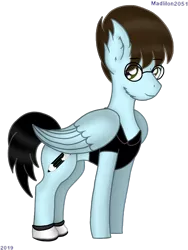 Size: 720x960 | Tagged: safe, artist:madlilon2051, derpibooru import, oc, unofficial characters only, pegasus, pony, clothes, ear fluff, glasses, image, male, pegasus oc, png, simple background, smiling, solo, stallion, transparent background, wings