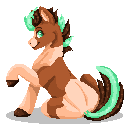 Size: 128x128 | Tagged: safe, artist:sursiq, derpibooru import, oc, oc:sagebrush, earth pony, pony, coat markings, earth pony oc, green eyes, image, lineless, male, multicolored hair, multicolored mane, multicolored tail, paint, pinto, pixel art, png, raised hoof, shading, shadow, solo, tail