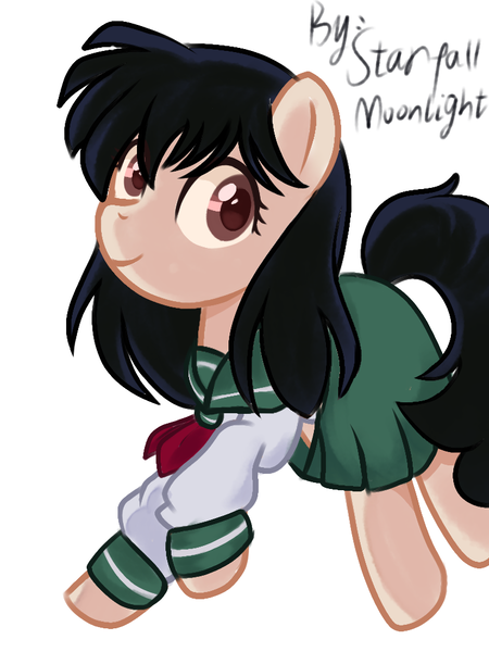 Size: 768x1024 | Tagged: safe, artist:starfallmoonlight, derpibooru import, ponified, pony, image, inuyasha, kagome higurashi, png, solo