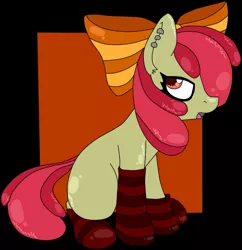 Size: 809x835 | Tagged: safe, artist:krazykari, derpibooru import, apple bloom, earth pony, pony, clothes, emo, female, filly, image, png, socks, solo