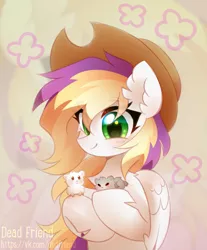 Size: 1791x2160 | Tagged: safe, artist:dedfriend, derpibooru import, oc, unofficial characters only, hamster, pegasus, pony, abstract background, bust, cowboy hat, ear fluff, female, hat, image, jpeg, mare