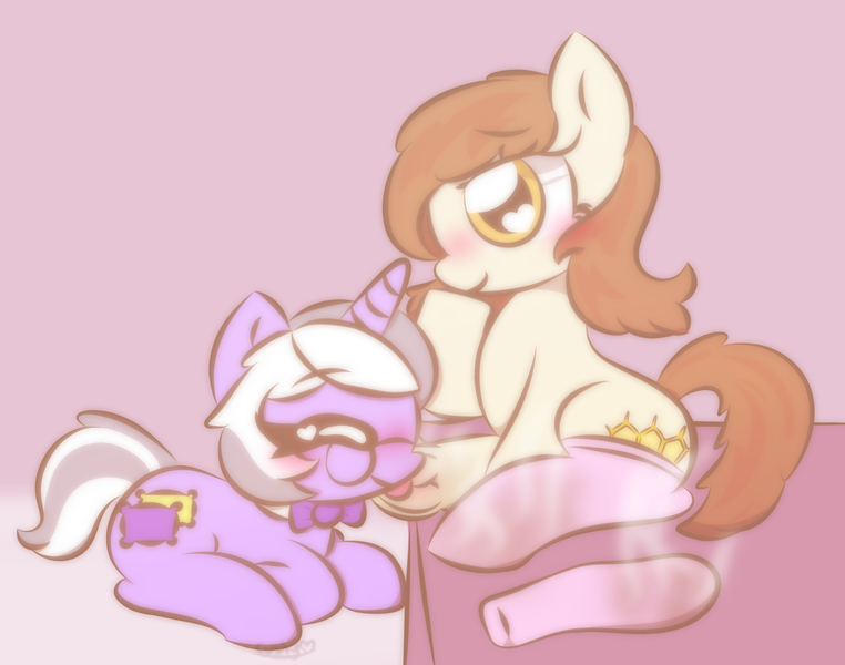 Size: 1500x1181 | Tagged: questionable, artist:cushyhoof, derpibooru import, oc, oc:cushy dreams, oc:plumb honey, unofficial characters only, earth pony, unicorn, clothes, cute, dirty hooves, dirty socks, fetish, hoof fetish, image, png, sniffing, sock fetish, socks