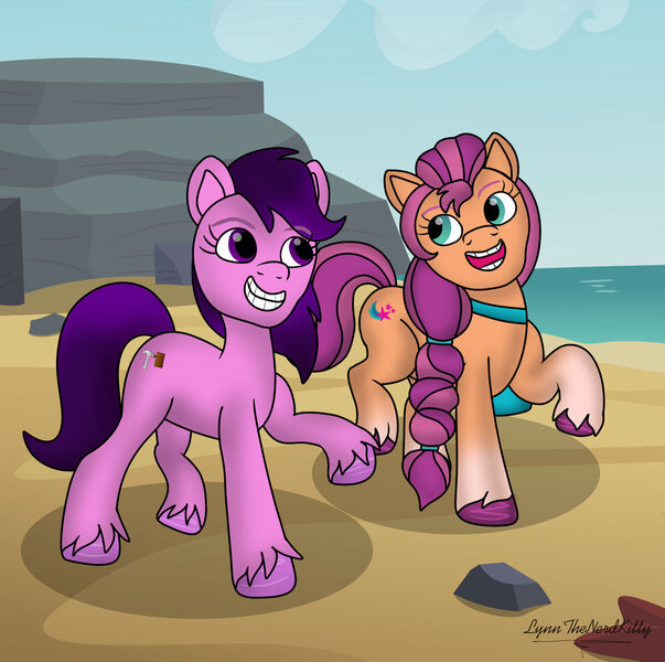 Size: 1280x1273 | Tagged: safe, artist:lynnthenerdkitty, derpibooru import, sunny starscout, oc, oc:tilly, earth pony, pony, contest, contest entry, female, g5, image, jpeg, mare