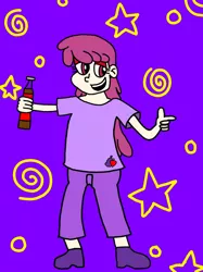 Size: 1024x1366 | Tagged: safe, derpibooru import, berry punch, berryshine, human, coca-cola, drink, drunk, go home you're drunk, hallucination, humanized, image, jpeg, looking at you, pointing, soda, solo