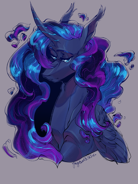 Size: 1500x2000 | Tagged: safe, artist:yuyusunshine, derpibooru import, princess luna, pony, bust, image, png, portrait, solo