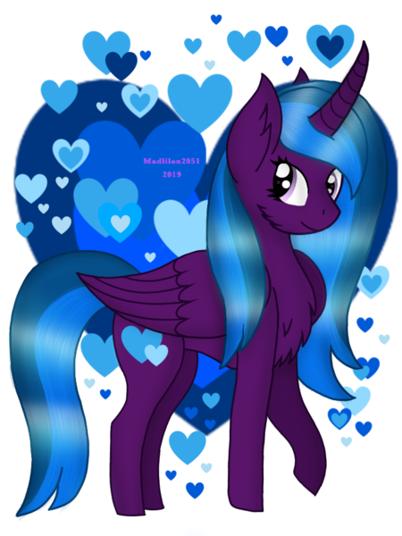 Size: 720x960 | Tagged: safe, artist:madlilon2051, derpibooru import, oc, unofficial characters only, alicorn, pony, alicorn oc, chest fluff, ear fluff, heart, horn, image, png, raised hoof, simple background, smiling, solo, transparent background, wings