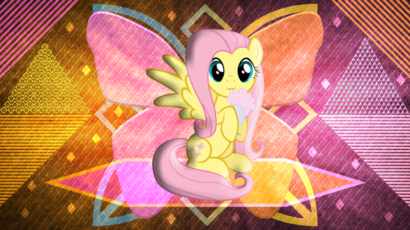 Size: 3840x2160 | Tagged: safe, artist:doctor-g, artist:laszlvfx, derpibooru import, edit, fluttershy, pony, image, milkshake, png, solo, wallpaper, wallpaper edit