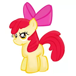 Size: 1000x1000 | Tagged: safe, artist:りんかべ, derpibooru import, apple bloom, earth pony, pony, apple bloom's bow, bow, female, filly, hair bow, image, orange eyes, png, red mane, red tail, simple background, solo, tail, white background