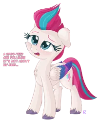 Size: 1950x2405 | Tagged: safe, artist:vito, ponybooru import, zipp storm, pegasus, pony, my little pony: a new generation, adorazipp, blushing, chest fluff, cute, ears, female, floppy ears, g5, image, implied pipp, mare, open mouth, png, question, raised eyebrow, simple background, solo, transparent background, unshorn fetlocks, zipp
