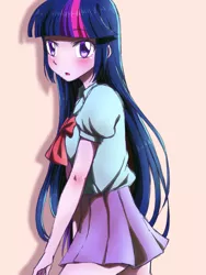 Size: 1080x1440 | Tagged: safe, artist:tastyrainbow, derpibooru import, twilight sparkle, equestria girls, anime, blushing, image, png, shy, solo