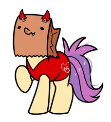 Size: 950x1040 | Tagged: safe, artist:paperbagpony, derpibooru import, oc, oc:paper bag, clothes, costume, halloween, halloween costume, holiday, image, png, simple background, white background