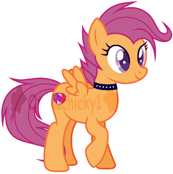 Size: 875x879 | Tagged: safe, artist:otakuchicky1, derpibooru import, scootaloo, pony, base used, choker, image, older, png, simple background, solo, spiked choker, transparent background