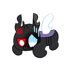 Size: 3000x3000 | Tagged: safe, artist:theunidentifiedchangeling, derpibooru import, oc, oc:[unidentified], changeling, angry, buggo, changeling oc, digital art, horn, image, looking down, lying down, png, sad, solo, vent art, wings