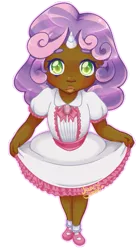 Size: 367x660 | Tagged: safe, artist:jazzie-simone, derpibooru import, sweetie belle, human, clothes, curtsey, dark skin, dress, female, horn, horned humanization, humanized, image, png, shoes, simple background, smiling, solo, transparent background