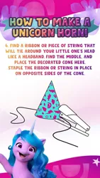 Size: 736x1308 | Tagged: safe, derpibooru import, official, izzy moonbow, pony, unicorn, my little pony: a new generation, abstract background, female, g5, guide, image, jpeg, mare, pinterest, simple background, solo, stapler, text, white background