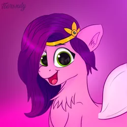 Size: 1000x1000 | Tagged: safe, artist:tierwidy, derpibooru import, pipp petals, pegasus, pony, bust, chest fluff, cute, digital art, female, g5, green eyes, happy, image, mare, png, portrait, simple background, solo