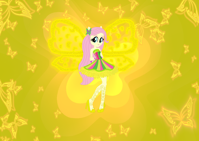 Size: 1220x868 | Tagged: safe, artist:selenaede, artist:user15432, derpibooru import, fluttershy, fairy, human, equestria girls, alternate hairstyle, bare shoulders, barely eqg related, base used, butterflix, clothes, crossover, dress, fairy wings, fairyized, green dress, hand on arm, high heels, image, long hair, png, ponied up, shoes, sleeveless, wings, winx, winx club, winxified, yellow wings