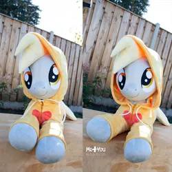 Size: 1600x1600 | Tagged: safe, artist:meplushyou, derpibooru import, derpy hooves, pony, clothes, hoodie, image, irl, jpeg, life size, lying down, photo, plushie, prone, solo