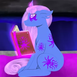 Size: 3000x3000 | Tagged: safe, artist:lord atlantean, derpibooru import, oc, oc:arcānus, pony, book, female, image, jpeg, mare, reading, sitting, solo