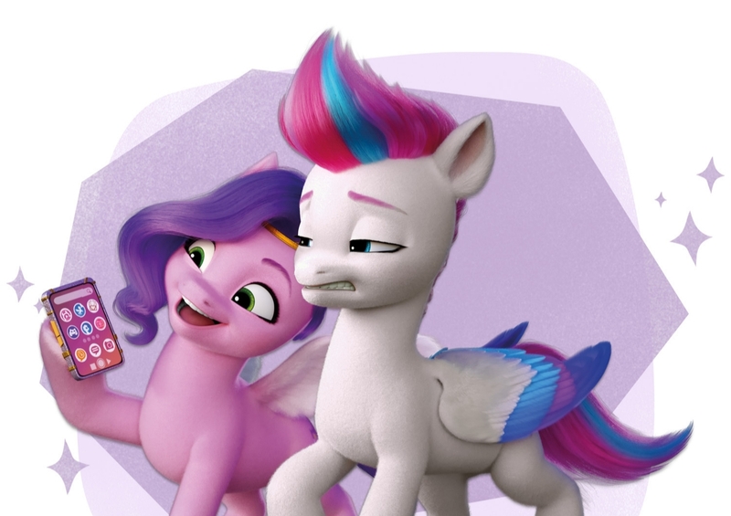 Size: 1500x1060 | Tagged: safe, derpibooru import, official, pipp petals, zipp storm, pegasus, pony, amazon.com, cringing, discord (program), disgusted, duo, facebook, female, g5, image, jpeg, mare, meta, mobile phone, phone, selfie, siblings, simple background, sisters, smartphone, text, twitter, white background, youtube, zipp is not amused