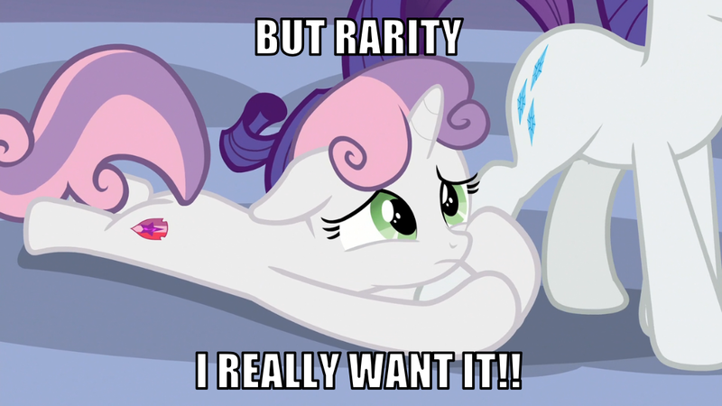 Size: 1066x600 | Tagged: safe, derpibooru import, edit, edited screencap, editor:twi clown, screencap, rarity, sweetie belle, pony, unicorn, marks for effort, caption, cute, female, filly, floppy ears, image, image macro, leg grab, mare, png, sad, siblings, sisters, text