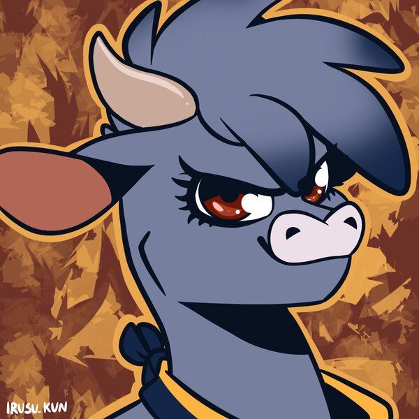Size: 2048x2048 | Tagged: safe, artist:lrusu, derpibooru import, cow, them's fightin' herds, arizona (tfh), bust, community related, image, jpeg, looking at you, smiling, solo
