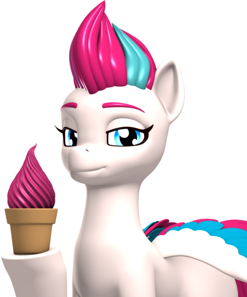 Size: 1000x1200 | Tagged: safe, artist:argos90, derpibooru import, zipp storm, pegasus, pony, 3d, female, food, g5, ice cream, image, looking at you, mare, png, simple background, smiling, smiling at you, solo, transparent background