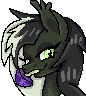 Size: 86x96 | Tagged: safe, artist:egodeath, derpibooru import, oc, oc:ego death, unofficial characters only, bat pony, bat pony oc, bat wings, cute, green eyes, image, mushroom, pixel art, png, simple background, solo, transparent background, two toned mane, wings