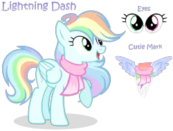 Size: 2164x1632 | Tagged: safe, artist:starshinestellaryt, derpibooru import, oc, oc:lightning dash, pegasus, pony, clothes, female, image, mare, offspring, parent:rainbow dash, parent:soarin', parents:soarindash, png, reference, scarf, simple background, solo, transparent background