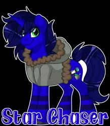 Size: 1600x1831 | Tagged: safe, artist:missmele-madness, derpibooru import, oc, oc:star chaser, pony, unicorn, black background, clothes, hoodie, image, jpeg, male, simple background, solo, stallion