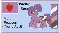 Size: 1192x670 | Tagged: safe, artist:schumette14, derpibooru import, oc, oc:pacific rose, pegasus, pony, alternate universe, apple, female, food, image, mare, multiverse, offspring, parent:big macintosh, parent:marble pie, parents:marblemac, png, solo