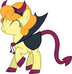 Size: 6395x6613 | Tagged: safe, artist:wissle, derpibooru import, carrot top, golden harvest, earth pony, pony, luna eclipsed, absurd resolution, clothes, costume, dancing, devil costume, devil horns, eyes closed, female, horns, image, mare, nightmare night, nightmare night costume, one leg raised, png, simple background, solo, transparent background, vector