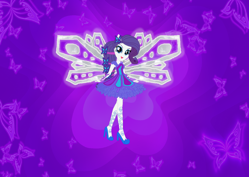 Size: 1221x869 | Tagged: safe, artist:selenaede, artist:user15432, derpibooru import, rarity, fairy, human, equestria girls, alternate hairstyle, barely eqg related, base used, butterflix, clothes, crossover, dress, fairy wings, high heels, image, long hair, png, ponied up, purple dress, shoes, white wings, wings, winx, winx club, winxified