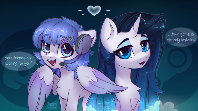 Size: 1280x716 | Tagged: safe, artist:reterica, derpibooru import, oc, ponified, unofficial characters only, pegasus, pony, unicorn, image, jpeg