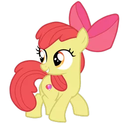 Size: 1500x1500 | Tagged: safe, artist:topaz7373, derpibooru import, apple bloom, earth pony, pony, crusaders of the lost mark, cutie mark, female, filly, grin, image, looking back, png, simple background, smiling, solo, the cmc's cutie marks, transparent background, vector