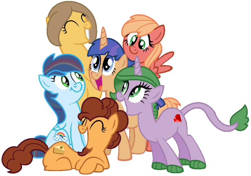 Size: 1012x710 | Tagged: safe, artist:greenmarta, artist:rain-approves, derpibooru import, oc, dracony, earth pony, hybrid, pegasus, pony, unicorn, base used, earth pony oc, female, happy, horn, image, interspecies offspring, next generation, offspring, parent:applejack, parent:big macintosh, parent:caramel, parent:cheese sandwich, parent:flash sentry, parent:fluttershy, parent:pinkie pie, parent:rainbow dash, parent:rarity, parent:soarin', parent:spike, parent:twilight sparkle, parents:carajack, parents:cheesepie, parents:flashlight, parents:fluttermac, parents:soarindash, parents:sparity, pegasus oc, png, simple background, smiling, transparent background, unicorn oc, wings