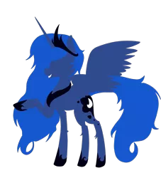 Size: 2000x2200 | Tagged: safe, artist:herusann, derpibooru import, princess luna, alicorn, pony, female, grin, hoof shoes, image, jewelry, mare, minimalist, modern art, peytral, png, raised hoof, simple background, smiling, solo, tiara, transparent background